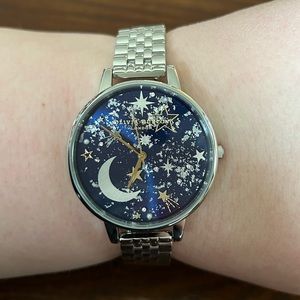 NWOT Olivia Burton Celestial navy sunray gold & silver watch
